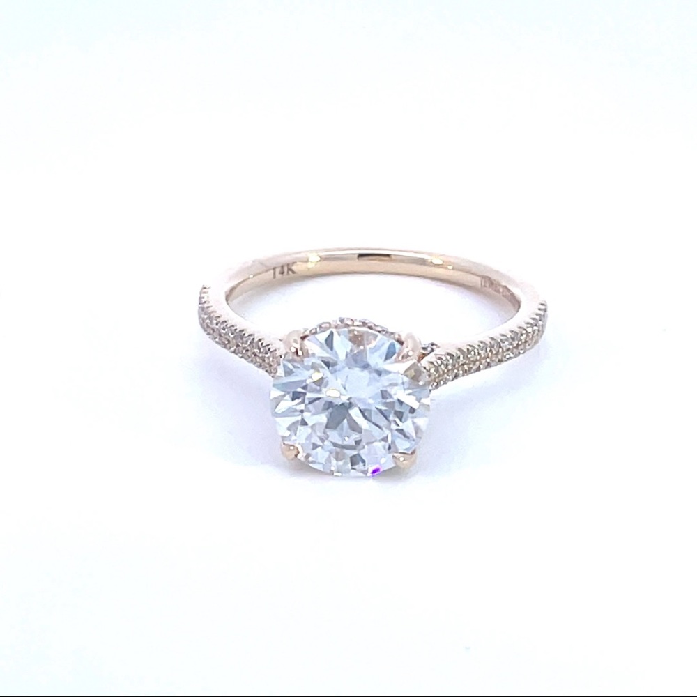 14k Gold 3ct Hidden Halo w/ Double Pave D, VVS1 Moissanite - Picture 17 of 17